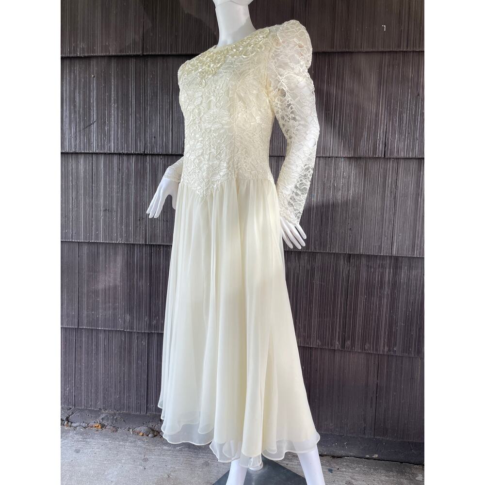 🔥VTG Jessica Howard Lace Embroider Puffed Sleeve Formal Wedding Romantic Dress - Picture 2 of 16